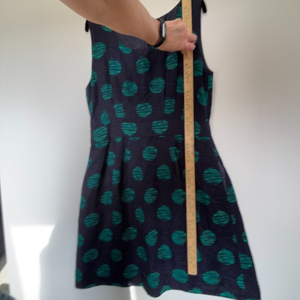 Banana Republic Polka Dot Linen Blend Dress Blue Green Sleeveless Womens 14 - Picture 15 of 15
